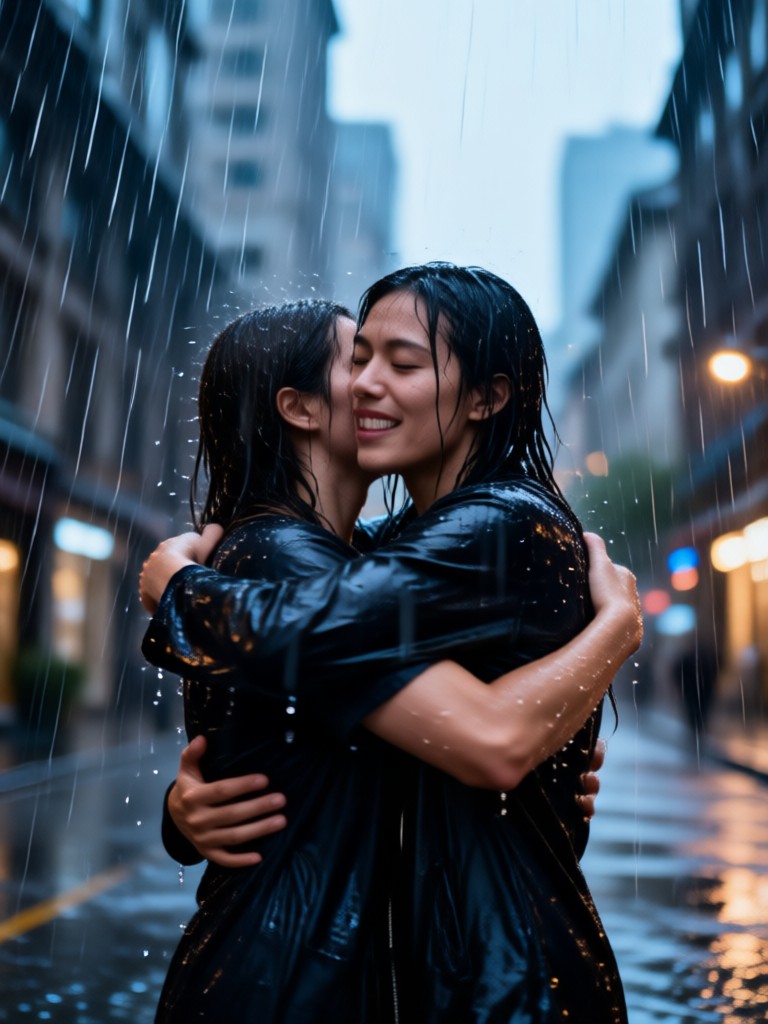 black and white slow motion rain hug video