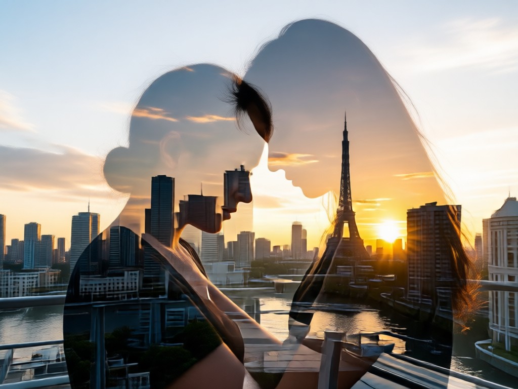 AI blending two photos into one double exposure