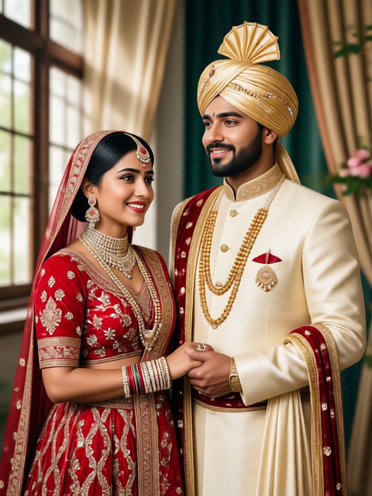 Royal portrait with intricate meenakari jewelry