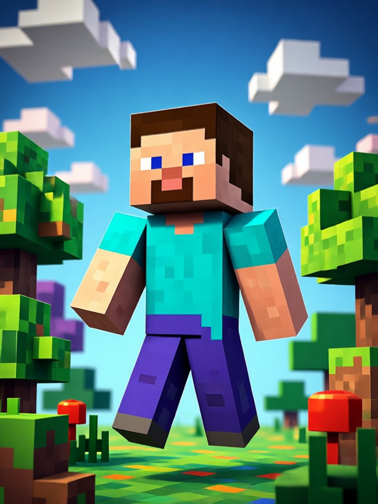 Minecraft style superhero character