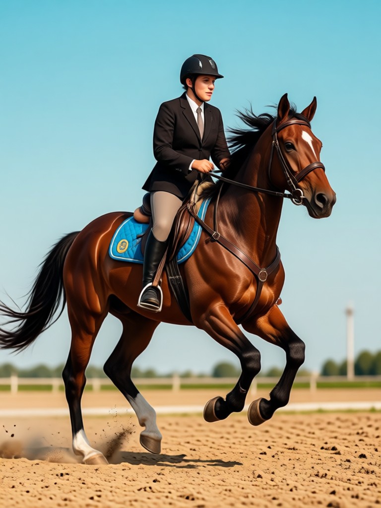 Snowy mountain horse riding AI