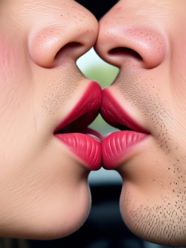 Dramatic movie-style kiss moment