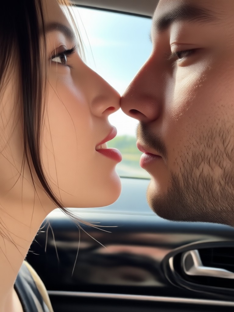 Cinematic slow-motion kiss effect