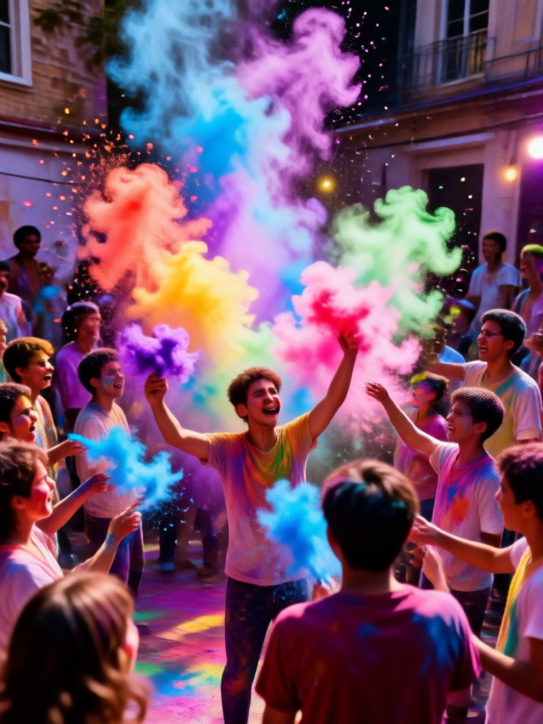Couple photo with festive Holi colors