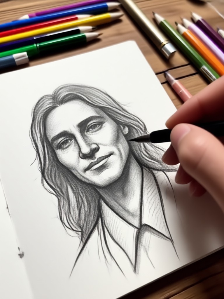 Portrait sketch video with pencil shading