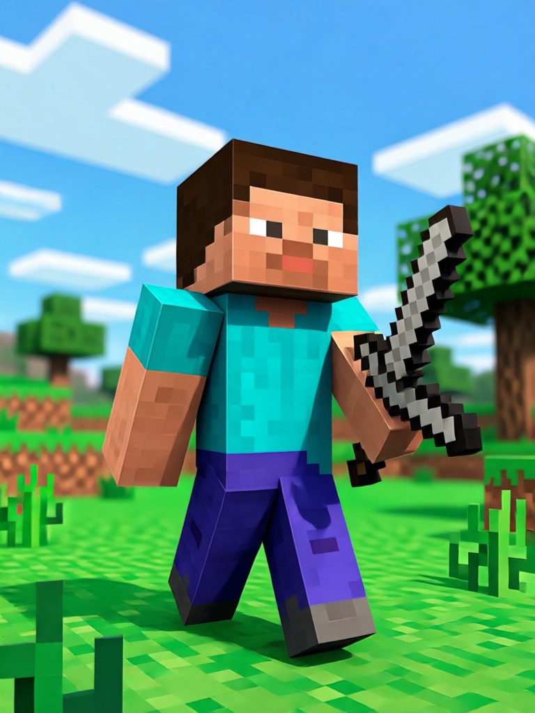 AI generated blocky character in Nether biome