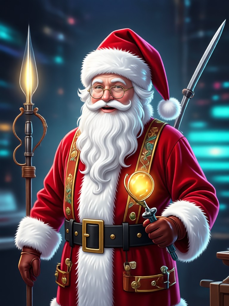 Elderly person as cheerful Santa