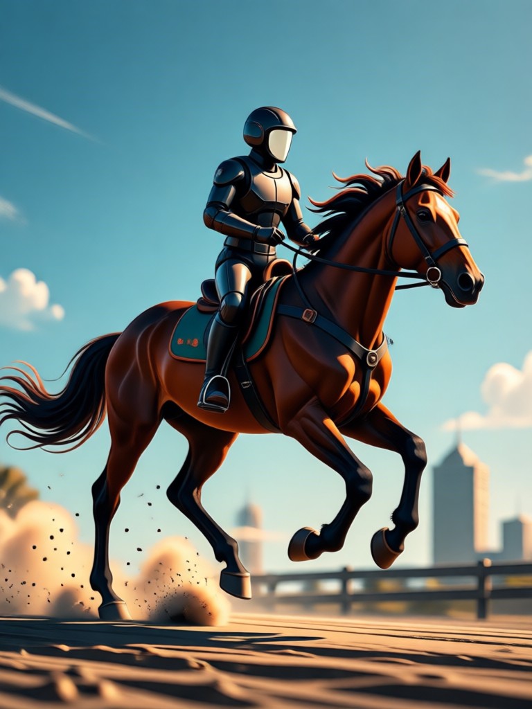 Snowy landscape horse trekking AI effect