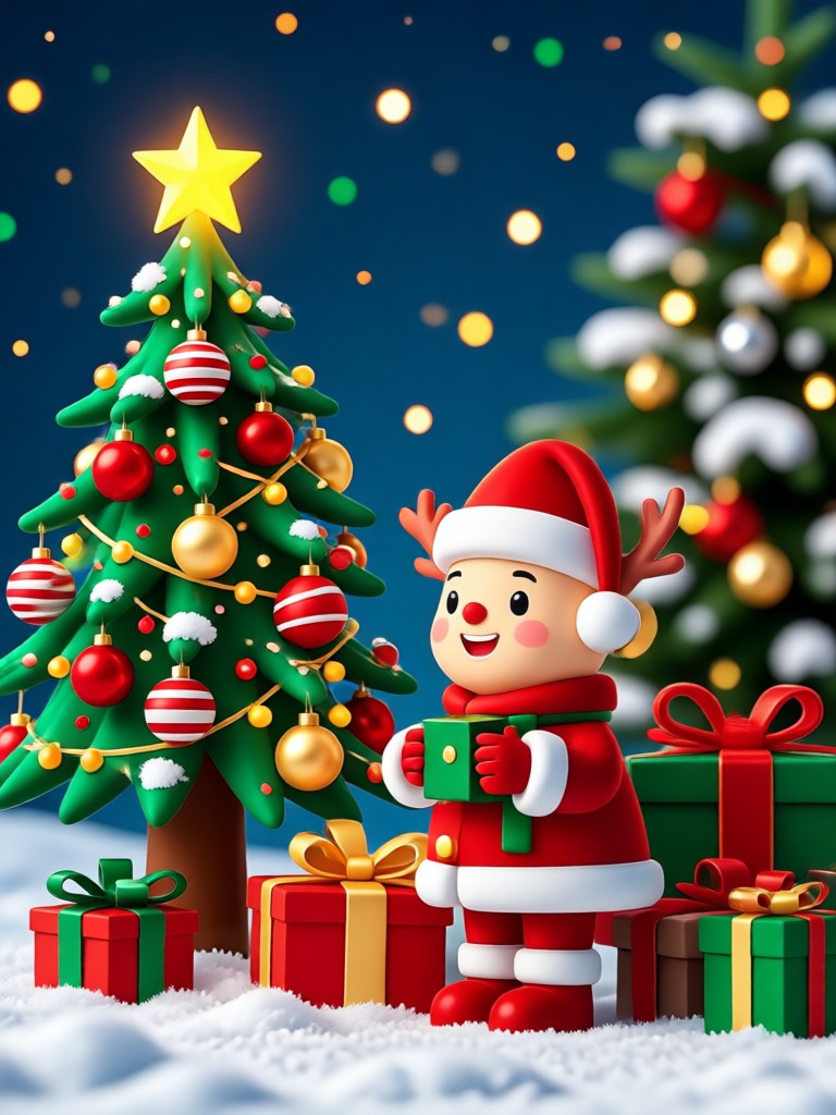 Whimsical Kids with Santa AI Christmas Scene