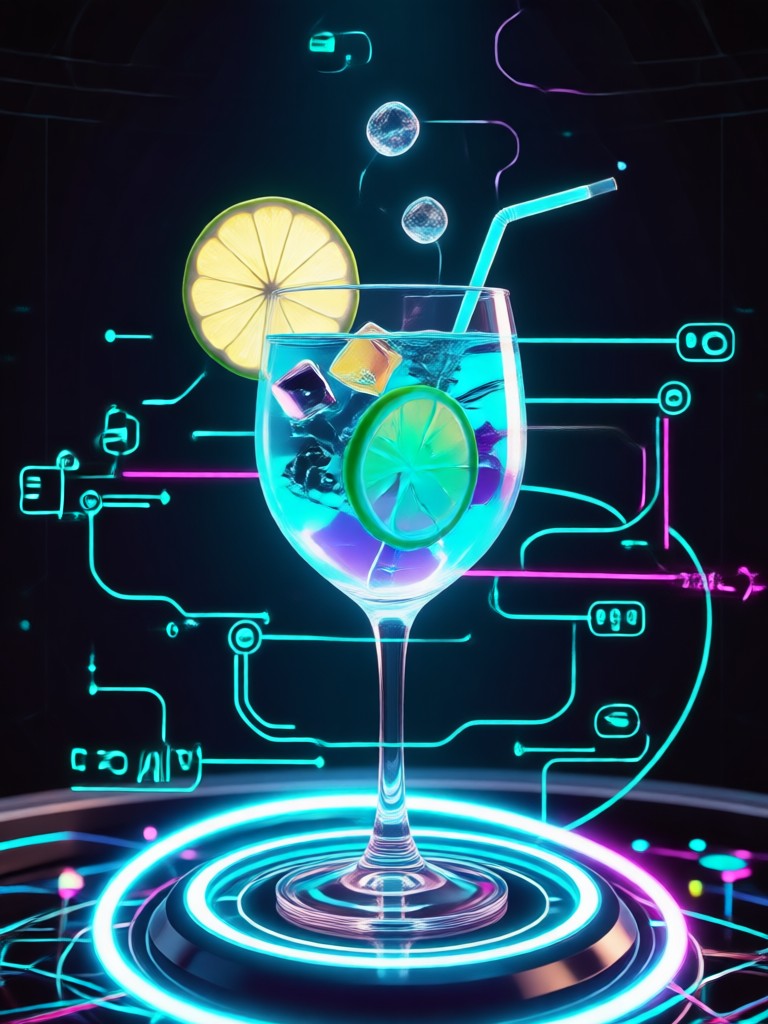 AI image of a Midnight Orchid cocktail, dark and floral