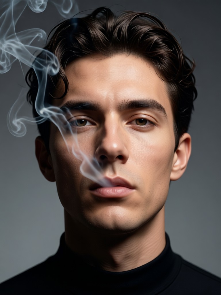 Fantasy style portrait with magical smoke particles