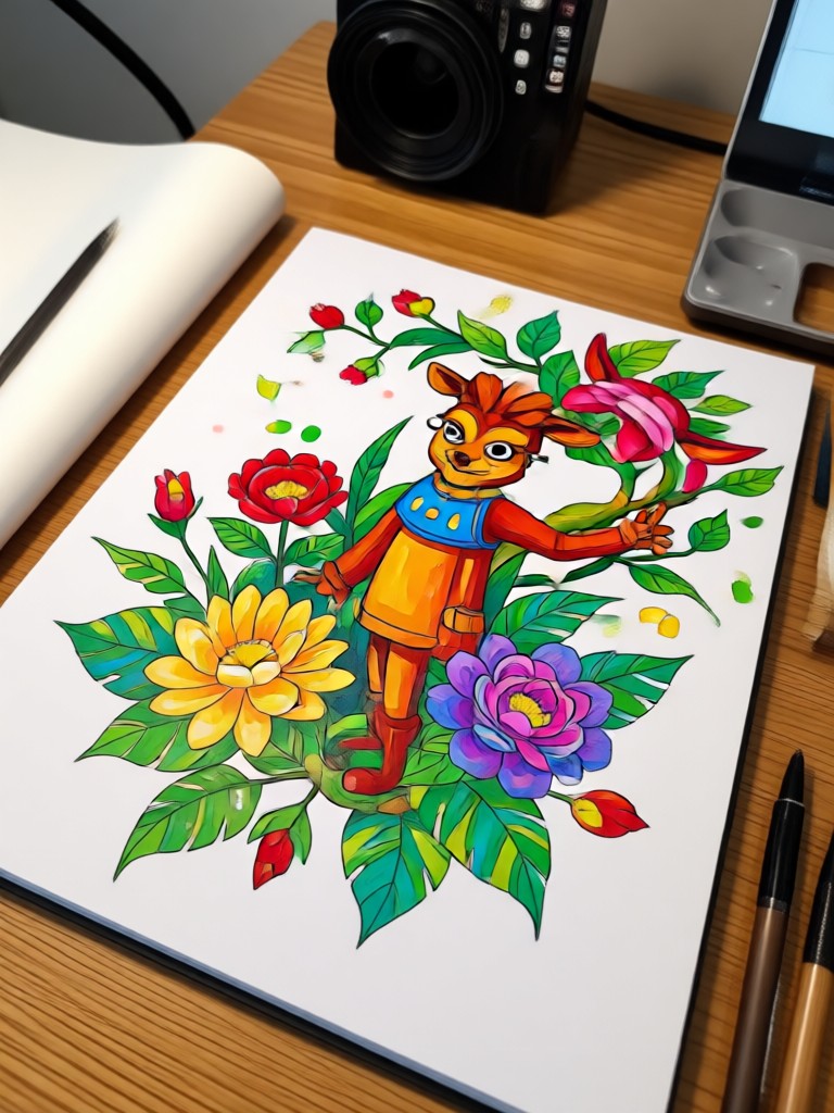 Desenho IA de castelo de fantasia em estilo aquarela