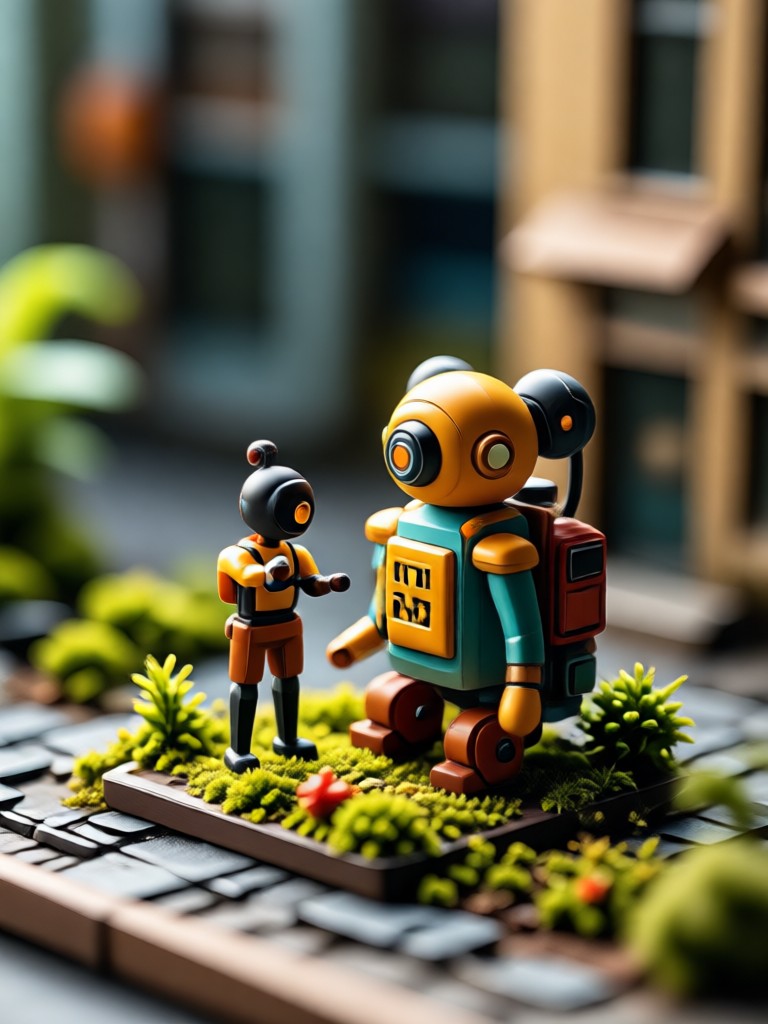 Miniature effect on a busy market square