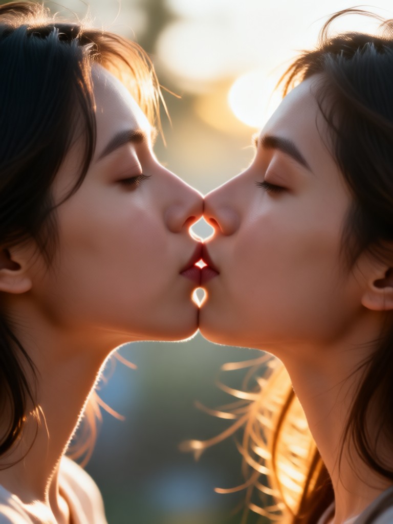Fantasy forest dreamy kissing moment