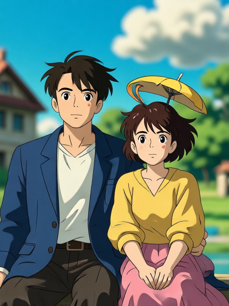 Ghibli anime filter on a wedding photo