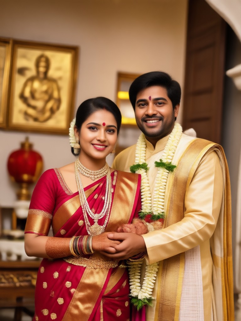 Festive Ganesh Chaturthi couple AI image