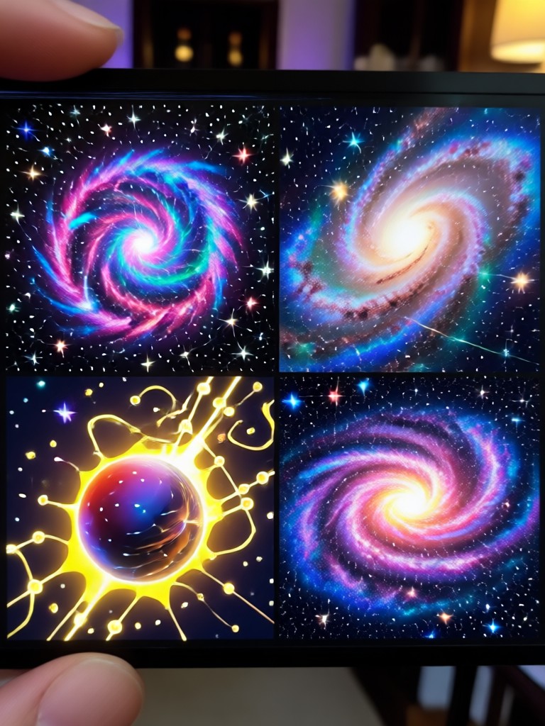 Cosmic space grid with nebulas, planets, stars, black holes