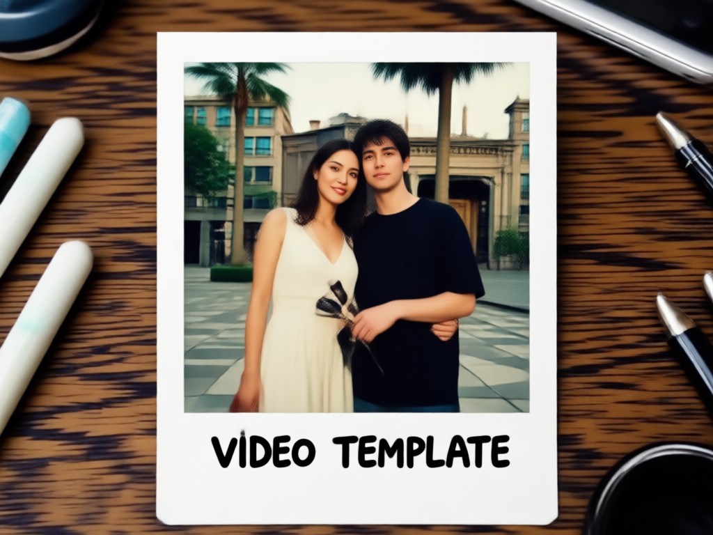 Editable Polaroid video template interface