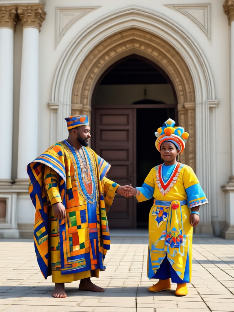 Vibrant festival couple portrait AI generation