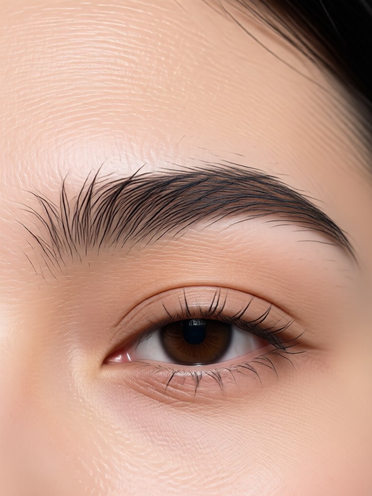 Dramatic high arch eyebrow style created with AI filter