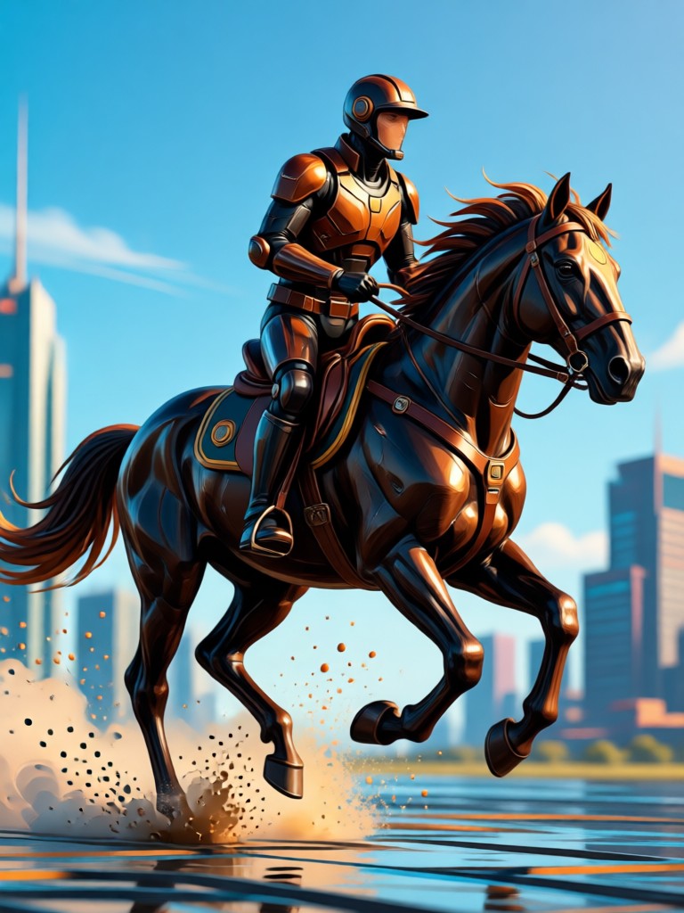 Sunset canter AI horse riding generator