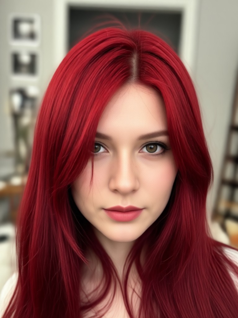 Subtle red highlights added with hair color filter