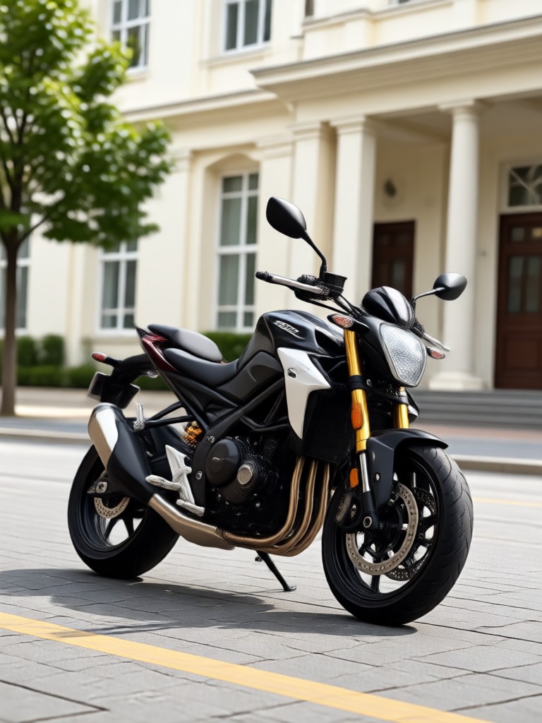 Moto naked com esquema de cores personalizado e adesivos