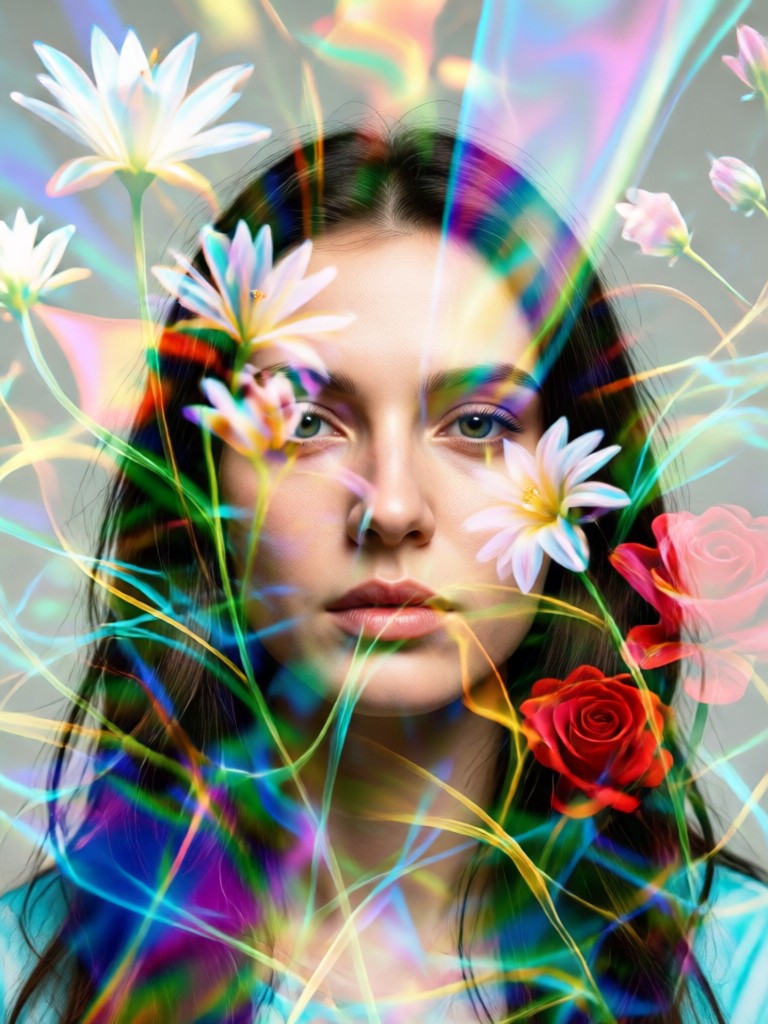Lotus flower water themed double exposure portrait