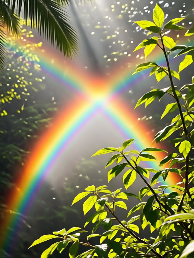 Rainbow reflection in puddle