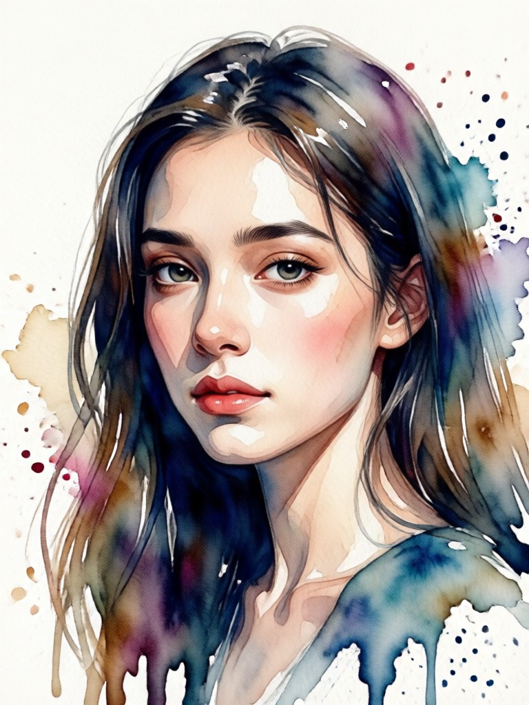 AI watercolor portrait landscape background style