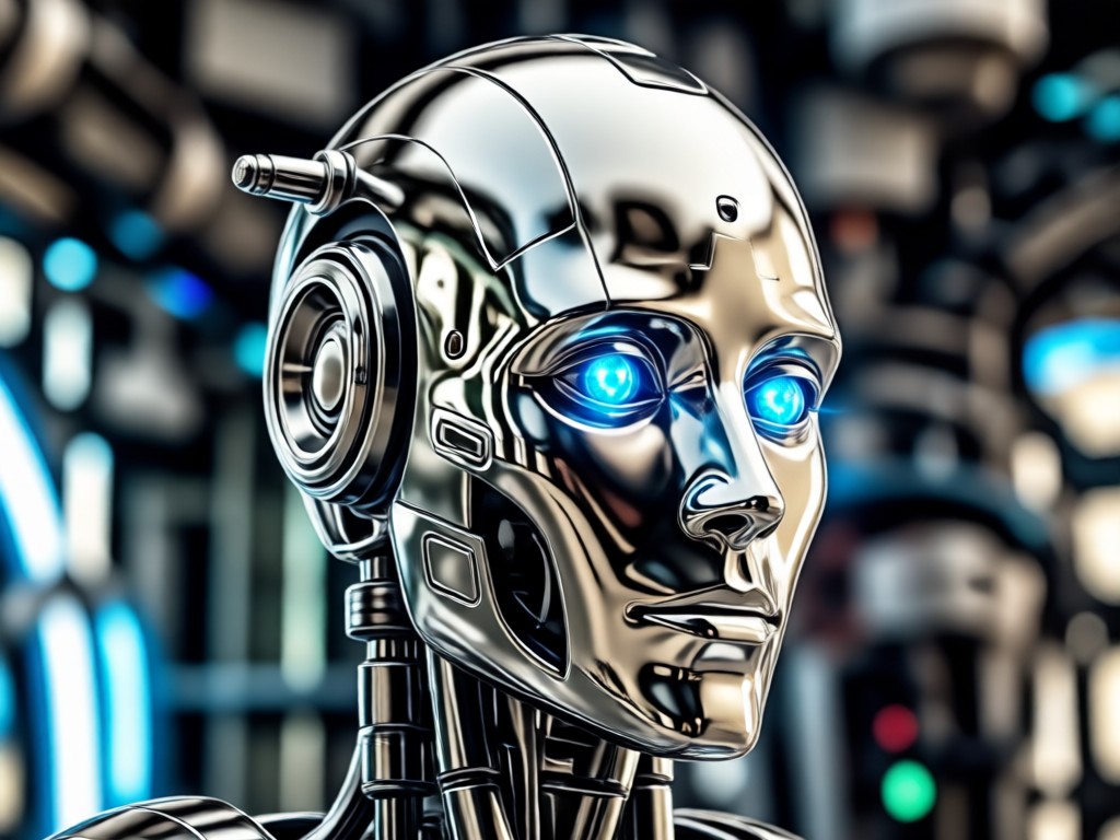AI filter adding cybernetic details to a face