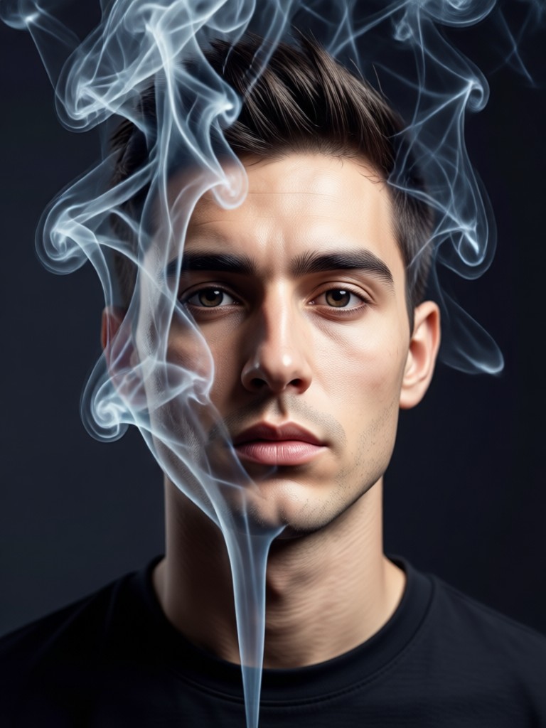Cyberpunk neon smoke portrait