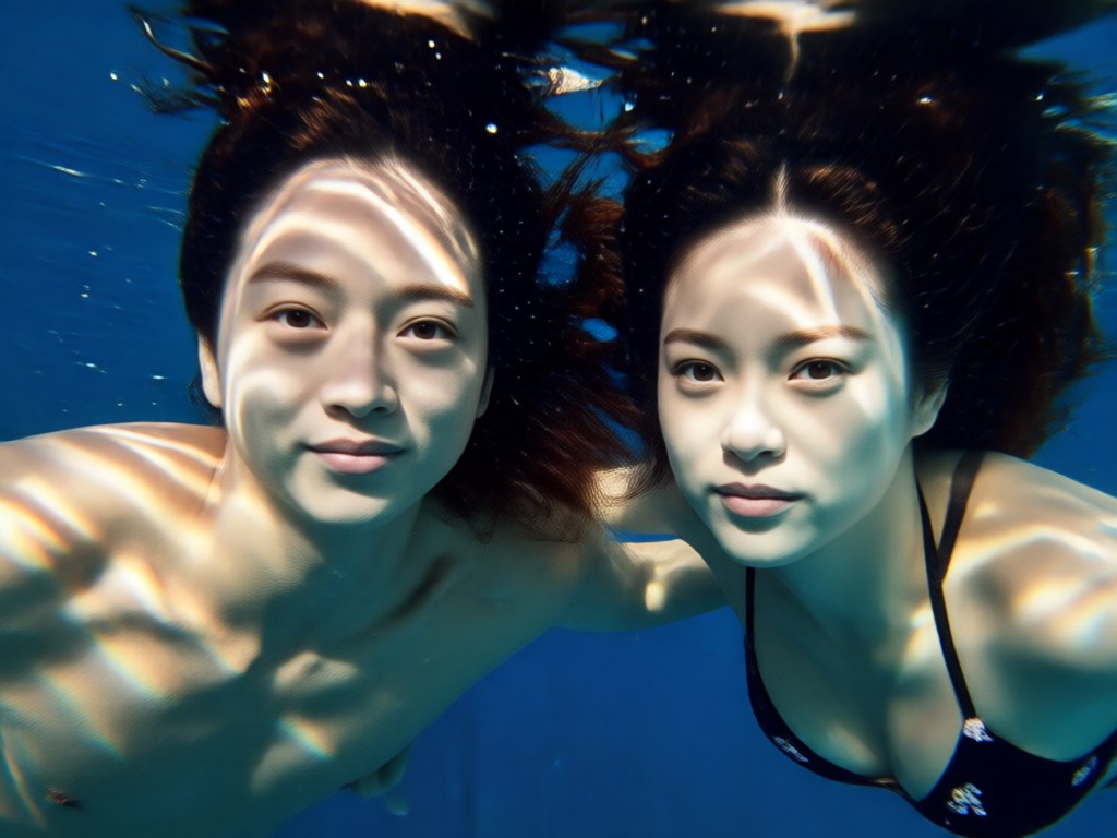Customizable elements in AI underwater couple art