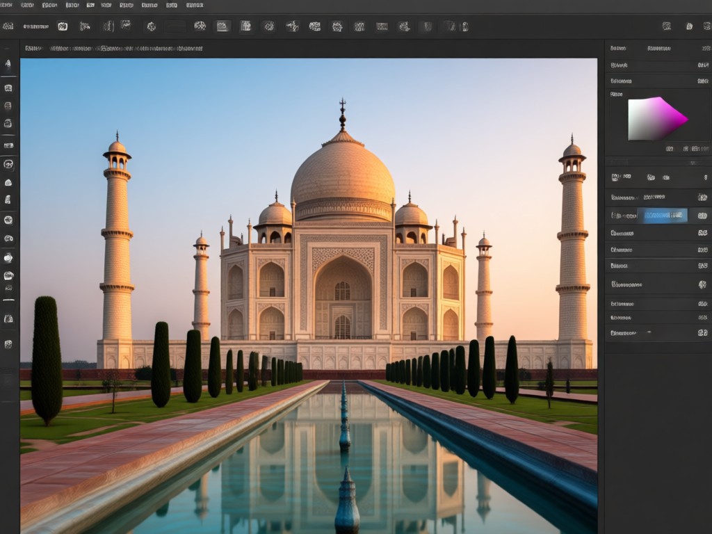 Taj Mahal golden hour effect