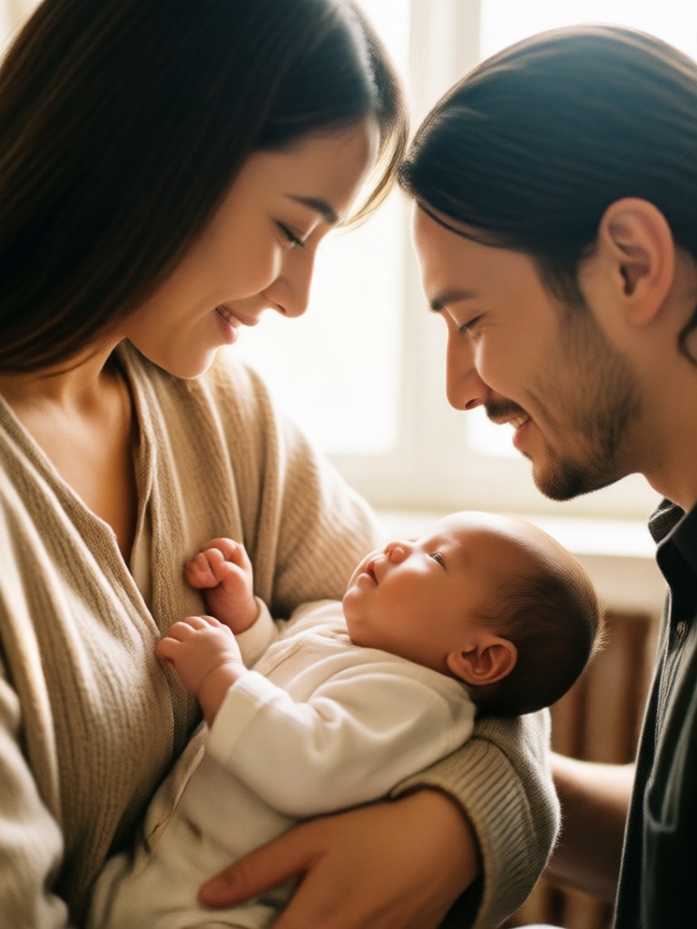 Couple with Twin Babies AI Generation