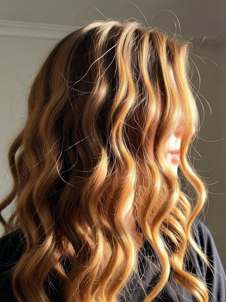 Realistic wet-look wavy hair created with AI