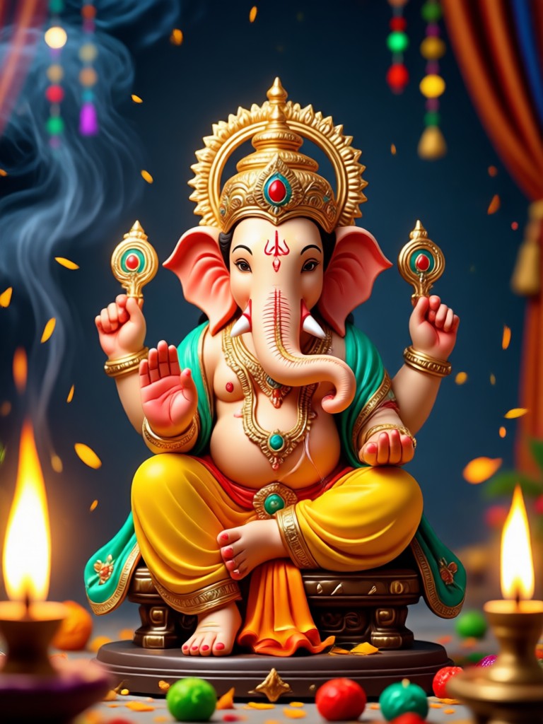 Vinayaka Chavithi AI background for social media