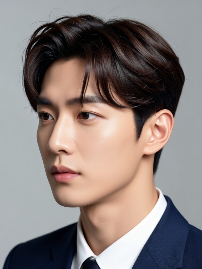 Korean hairstyle for round face AI
