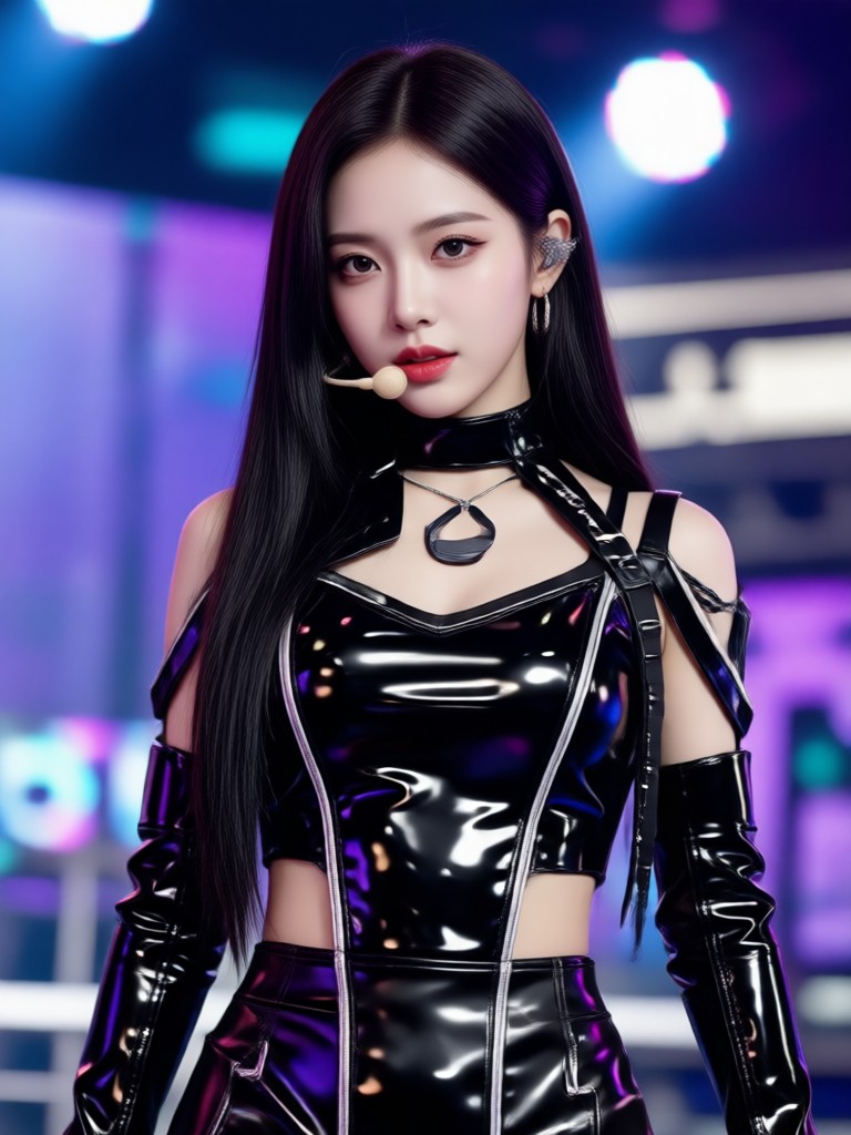 Dramatic makeup and hair AI K-Pop concept