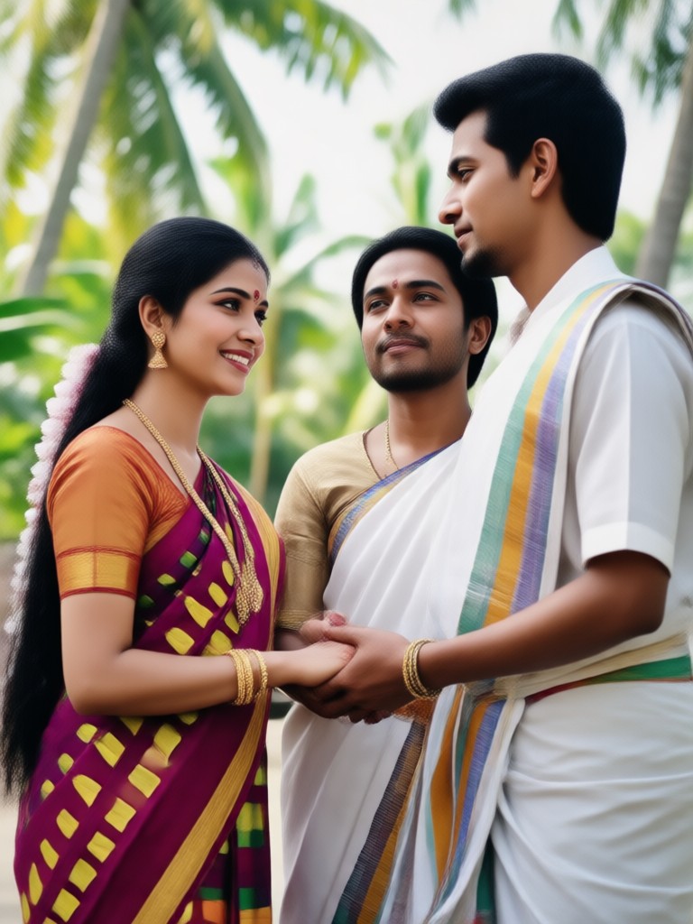 Kerala-Tempel-Hintergrund mit traditionellem Schmuck