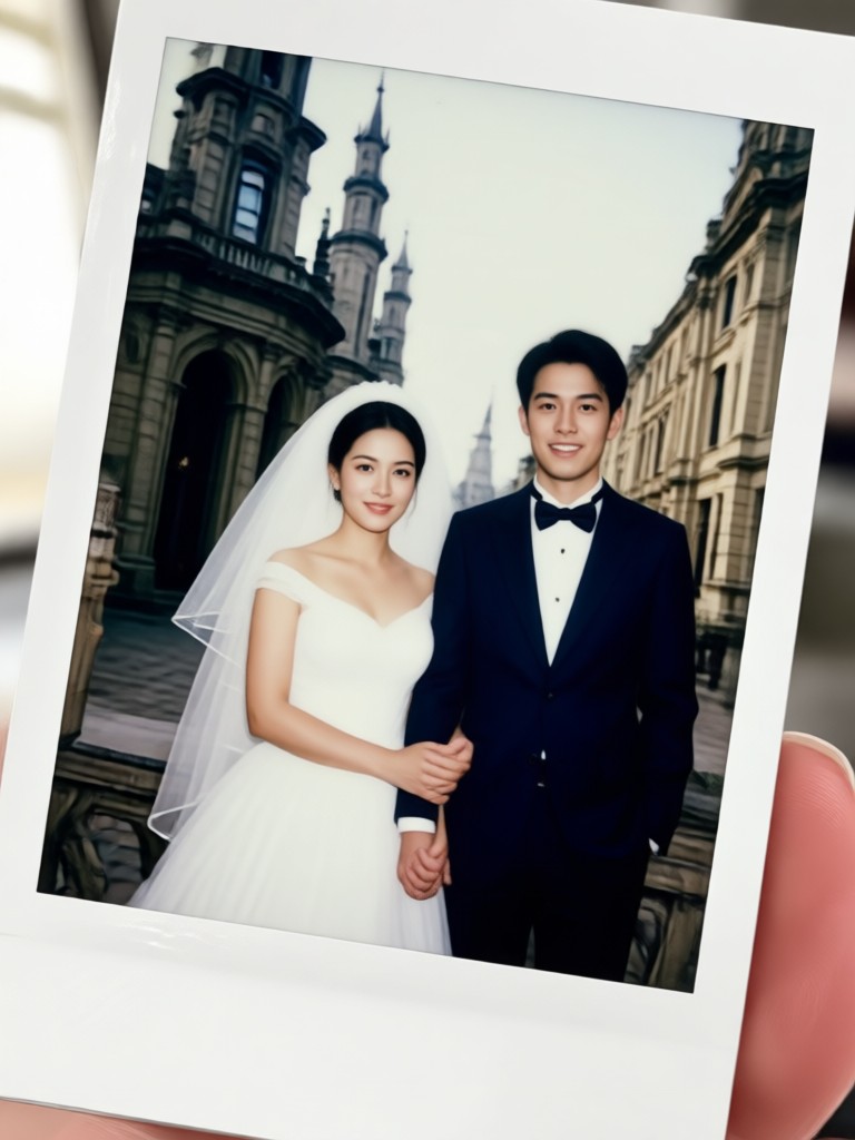Black and white vintage wedding film frame