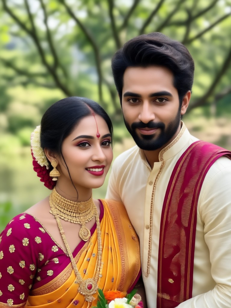Pareja durante el festival Pohela Boishakh