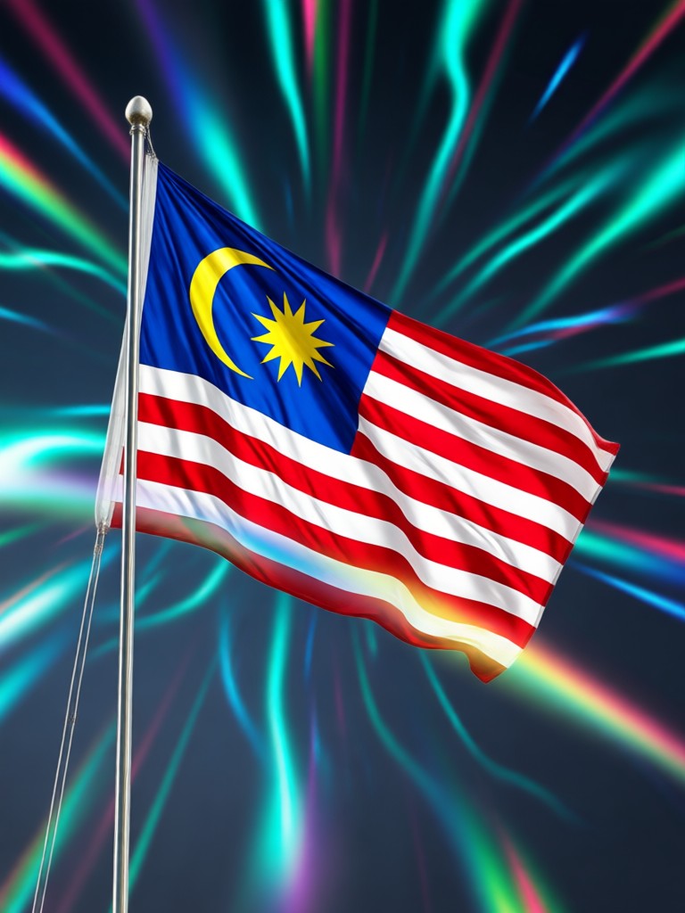 Portrait with Jalur Gemilang pattern on a formal blazer