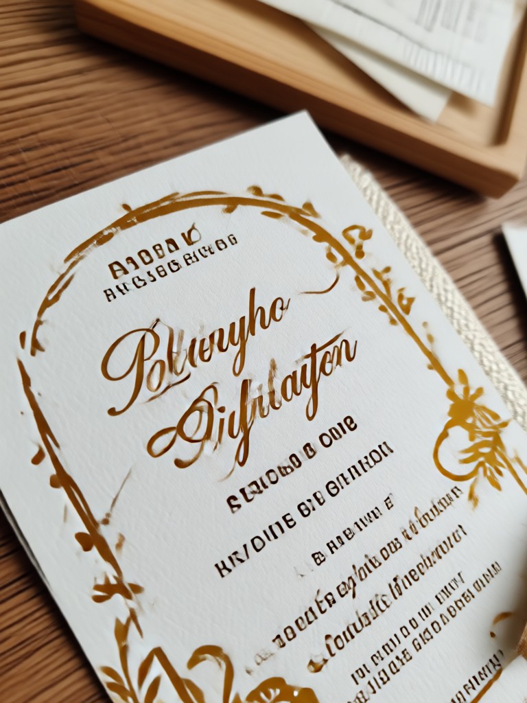 Classic script wedding invitation with floral border