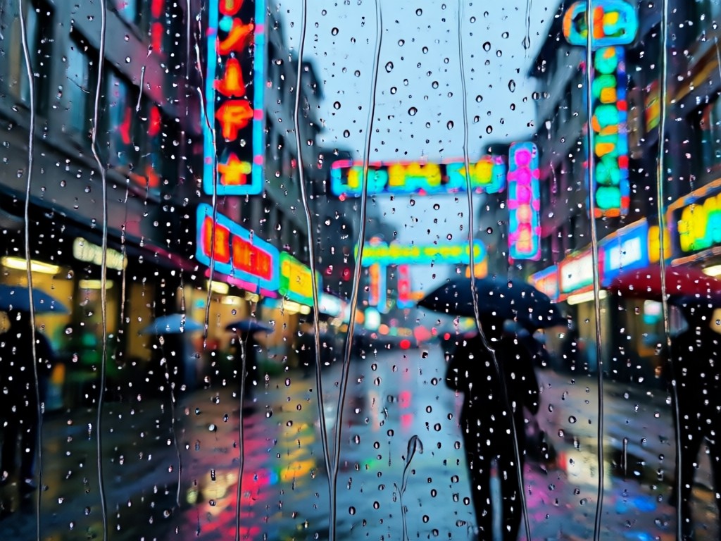 Comparison between a plain photo and one enhanced with AI rain effect