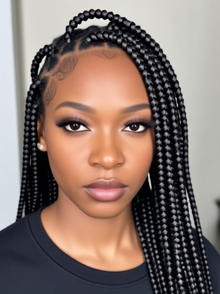 Protective style box braids on natural hair