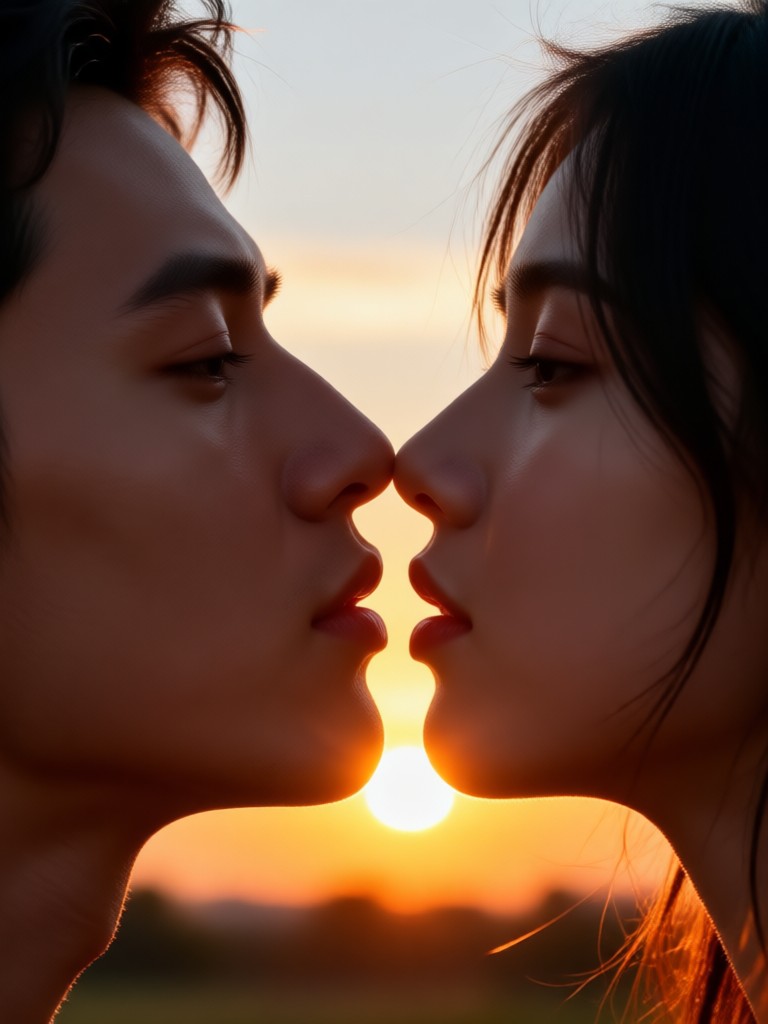 Mobile app sunset kiss video creation