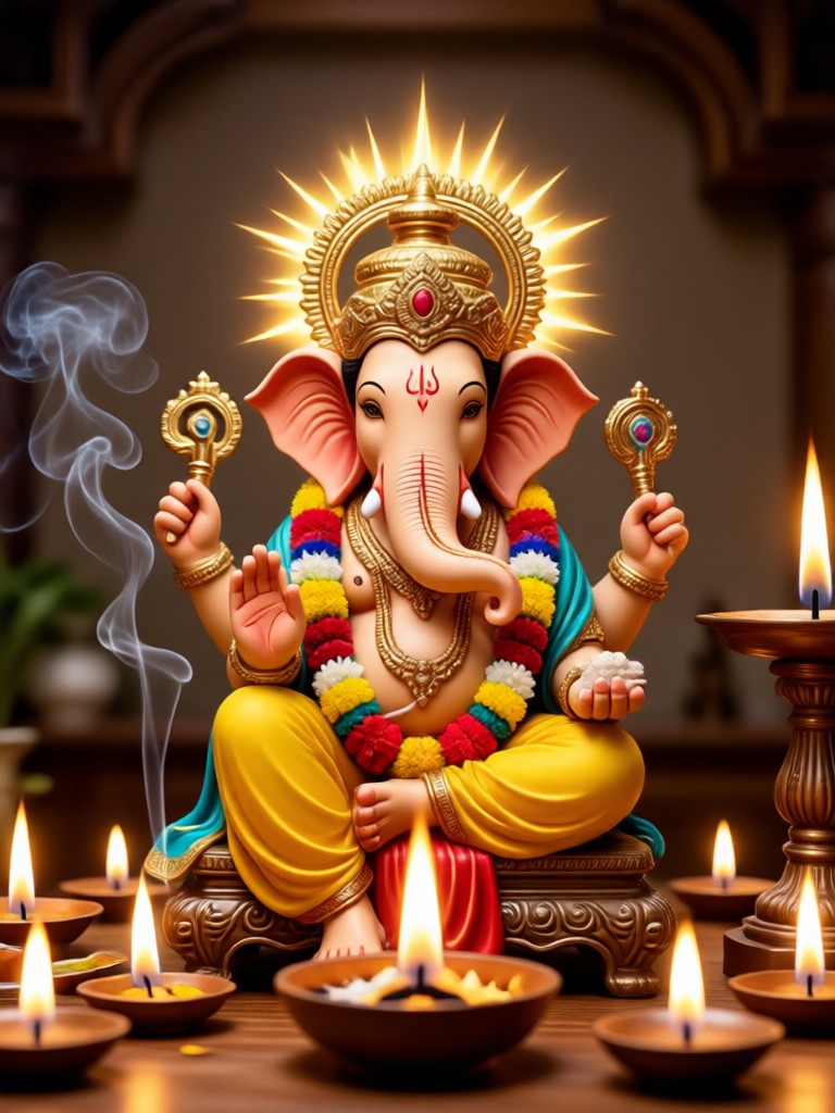 Modern digital AI Ganesh Aarti blessing
