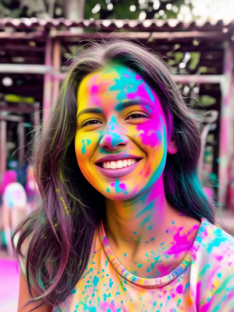 AI Holi effect on a black and white photo