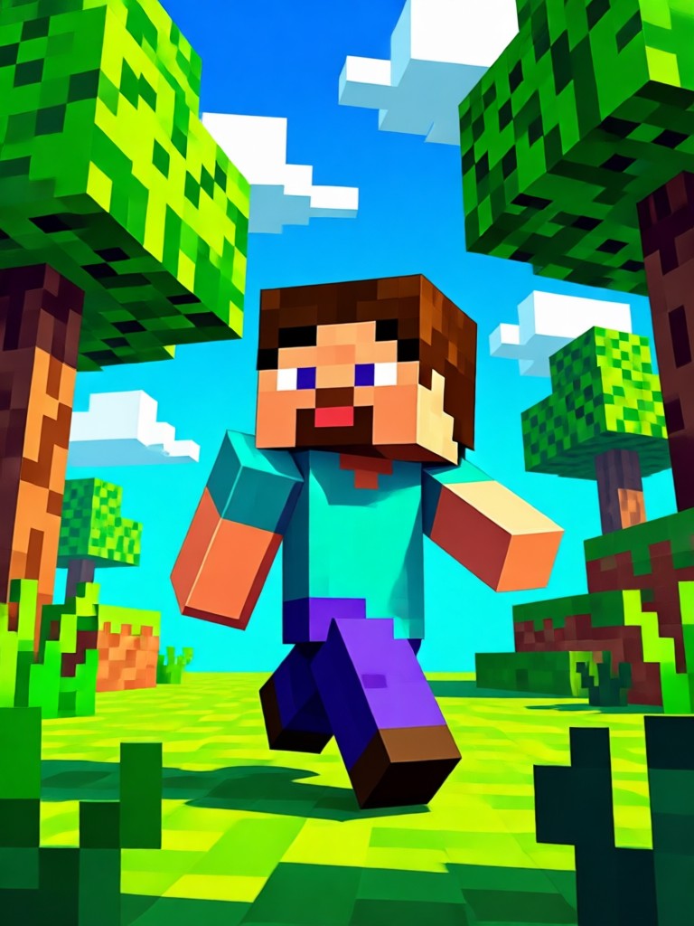 Variação do logo do Minecraft em pixel art criada por IA